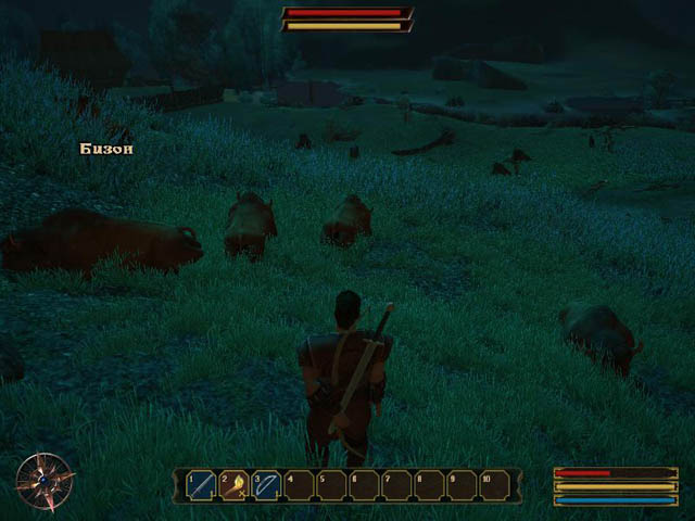 gothic 3 отвергнутые боги - кучка бизонов спокойно спят