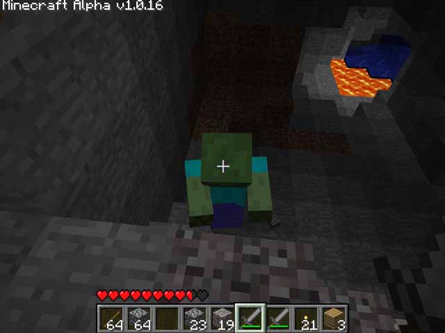 Minecraft alpha Зомби проголодался и хочет кушать. Но не может достать